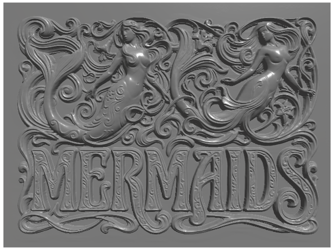 subject: mermaids; style: Art Nouveau; text: 'MERMAIDS'