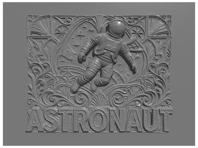 subject: astronaut floating among stars; style: Art Deco; text: 'ASTRONAUT'