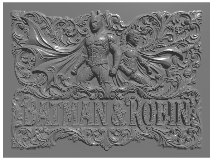 subject: Batman and Robin; style: Baroque; text: 'BATMAN & ROBIN'