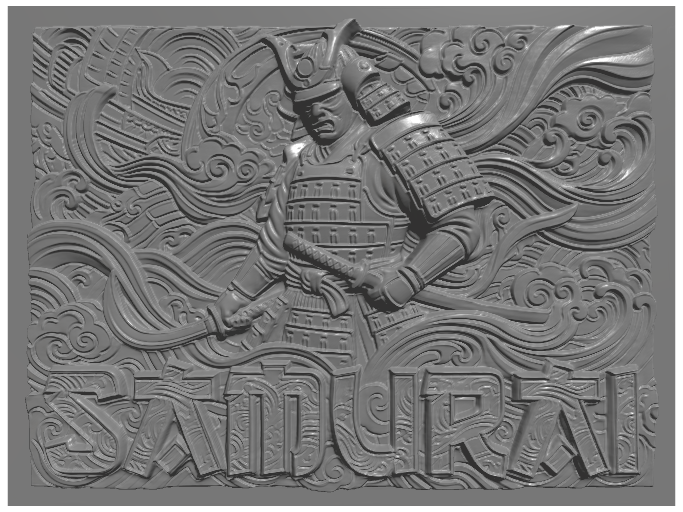 subject: samurai warrior; style: Ukiyo-e woodblock print; text: 'SAMURAI'